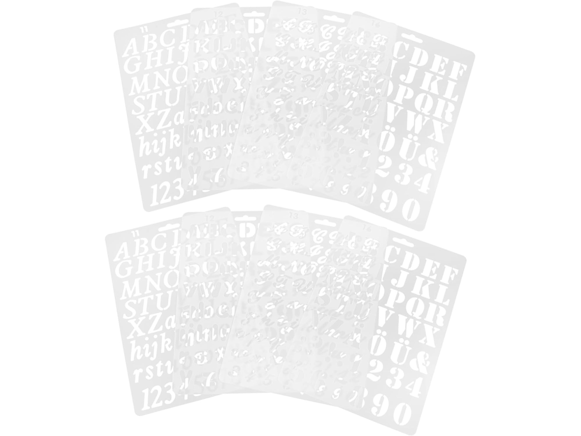 Conjunto De 8 Estênceis Com Letras E Números Para Pintura, Artesanato E Decoração.