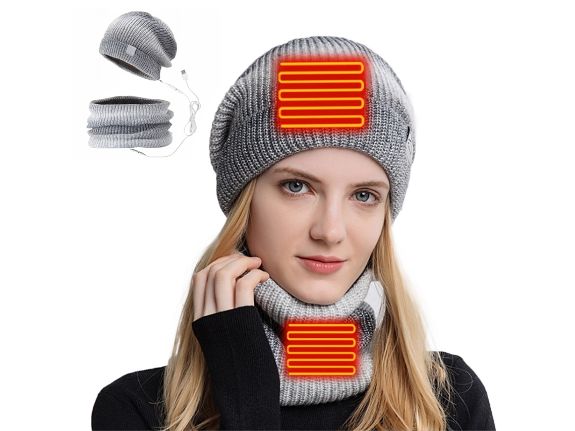Conjunto de Gorro e Bufanda de Inverno para Meninos e Meninas Gorro Tejido com Orelhas e Pompons Forro Polar Quente S/MARCA