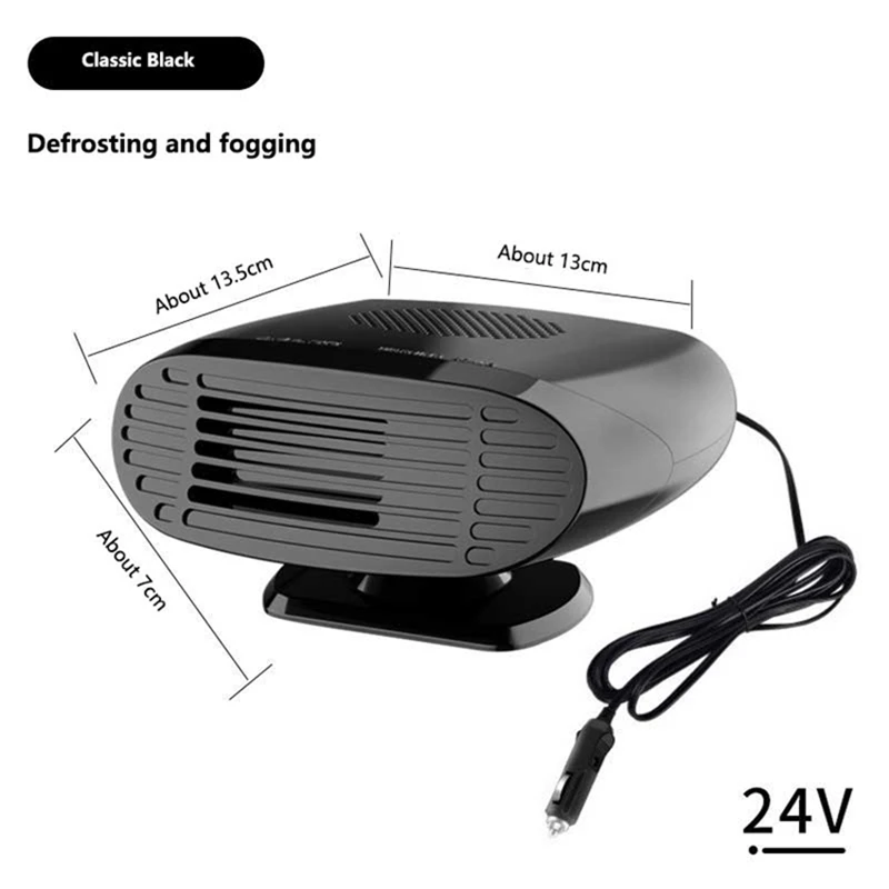 Aquecedor De Carro (24v Preto), Uso Duplo Para Motocicletas E Carros, Função De Aquecimento Frontal