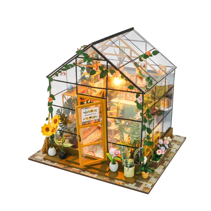 Kit De Montagem De Estufa Em Miniatura - Modelo Criativo De Paisagem Em Miniatura