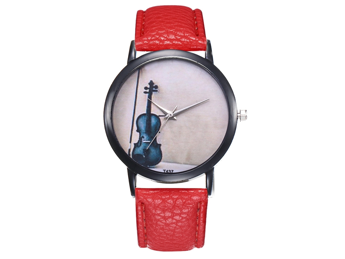 Relógio masculino ultrafino, analógico e simples, com movimento de quartzo e pulseira de PU (vermelho)