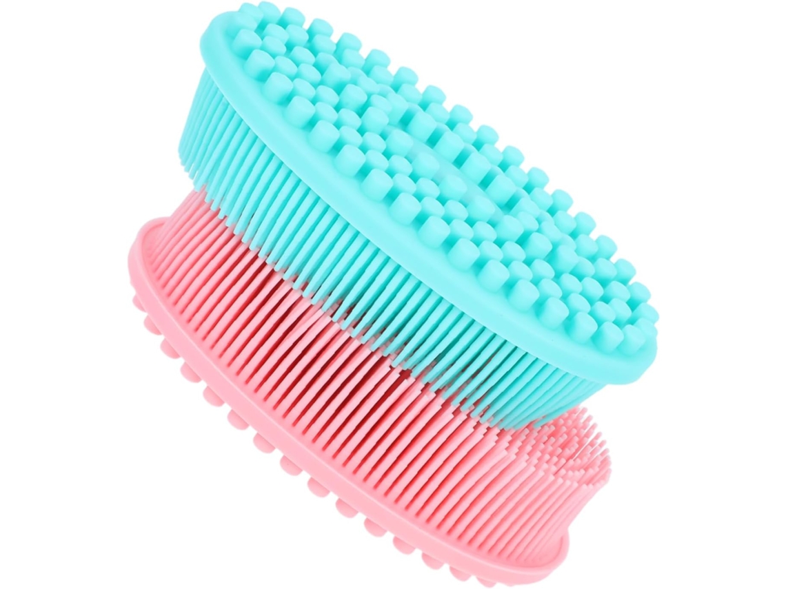 Conjunto De 2 Escovas Banho Silicone Dupla Face Clispeed, Leves, Para Massagem E Limpeza Corporal, Adequadas Para
