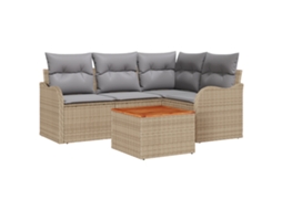 Conjunto 5 De Sofá De Jardim De Vidaxl Com Almofadas  Bege Vime