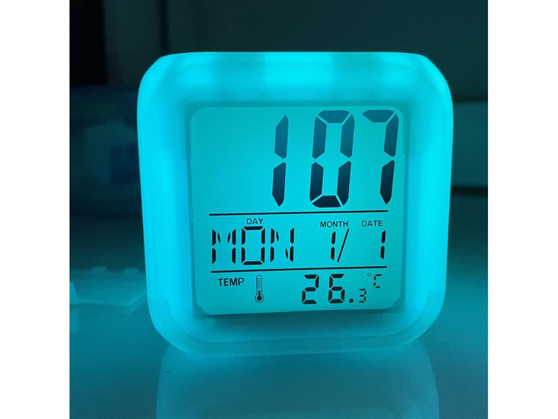 Despertador De Cabeceira Com 7 Cores, Luz Noturna Digital Eletrônica De Led, Despertador De Cabeceira Para Quarto