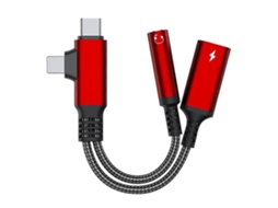 Cabo de Carregamento Usb c em Formato de L para Celular, 5 Mm Fêmea + Cabo de Carregamento Usb c Vermelho AQUAFORGE