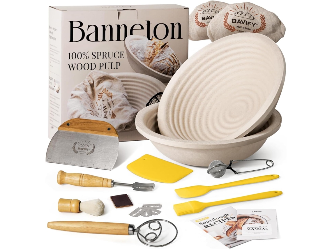 Kit Para Iniciar O Fermento Natural, Conjunto De Cestos Redondos Para Fermentação De Pão, Utensílios Para Fazer Pão De Fermentação Natural.