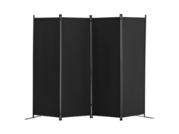 Divisória Dobrável De Tela Vevor 4 Painéis 228x45x172,5 Cm, Preta (Outlet Caixa Aberta)