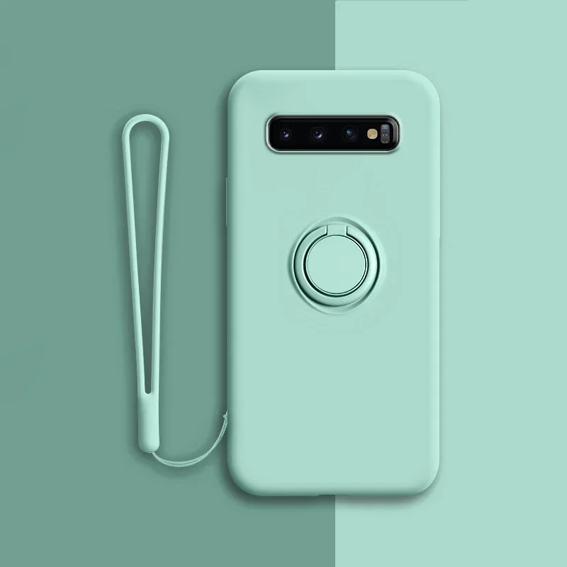 (samsung Note 9, Ciano) Capa Protetora De Silicone Macio Para Samsung, Com Suporte De Anel.