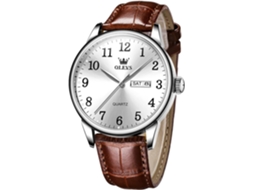 Lurelia Relógio Masculino, Movimento De Quartzo, Data/calendário, Luminoso, 40 Mm, Aço Inoxidável, Couro, Branco, Dourado