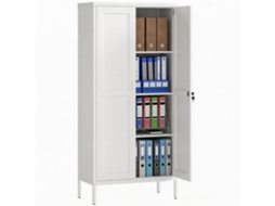 Armário de Escritório de Aço com 3 Prateleiras Ajustáveis com Fechadura e 2 Chaves. 80x40x175 Cm. Branco Ge