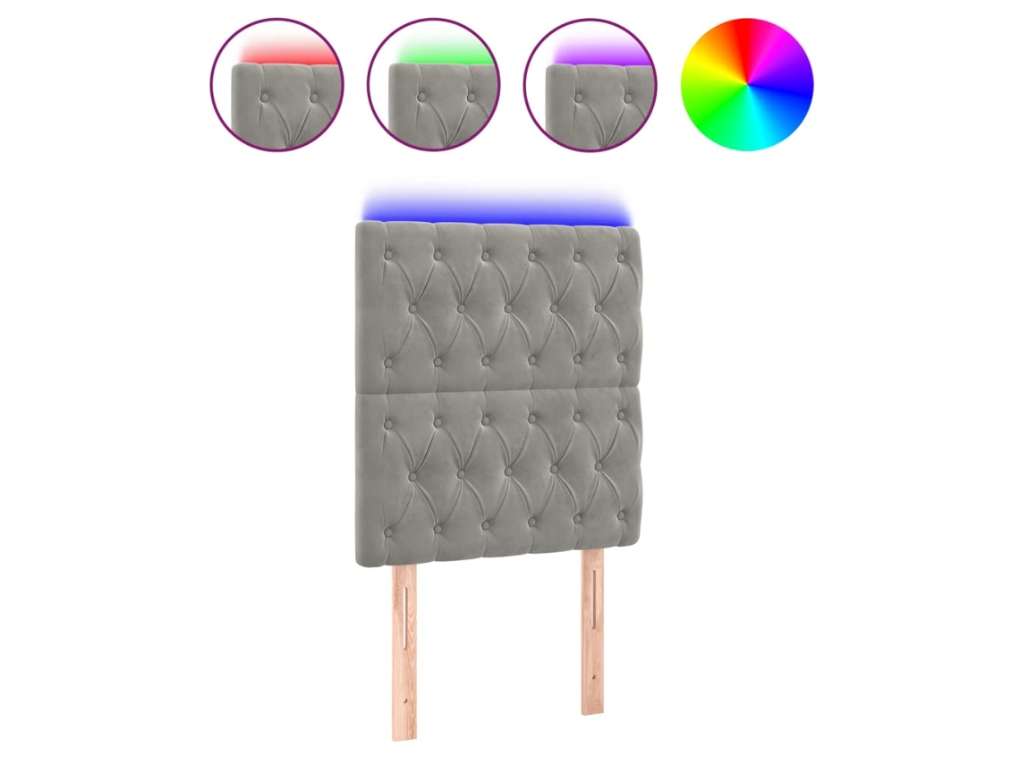 Cabeceira com luzes LED Veludo Cinza light MAISON EXCLUSIVE (80x7x118 cm)