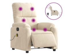 Poltrona de Massagem elétrica VIDAXL Bege Microfibra (75 x 89.5 x 103.5 cm)