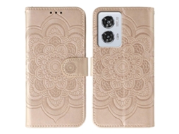 Capa De Couro Para Celular Com Padrão De Mandala Solar Em Relevo