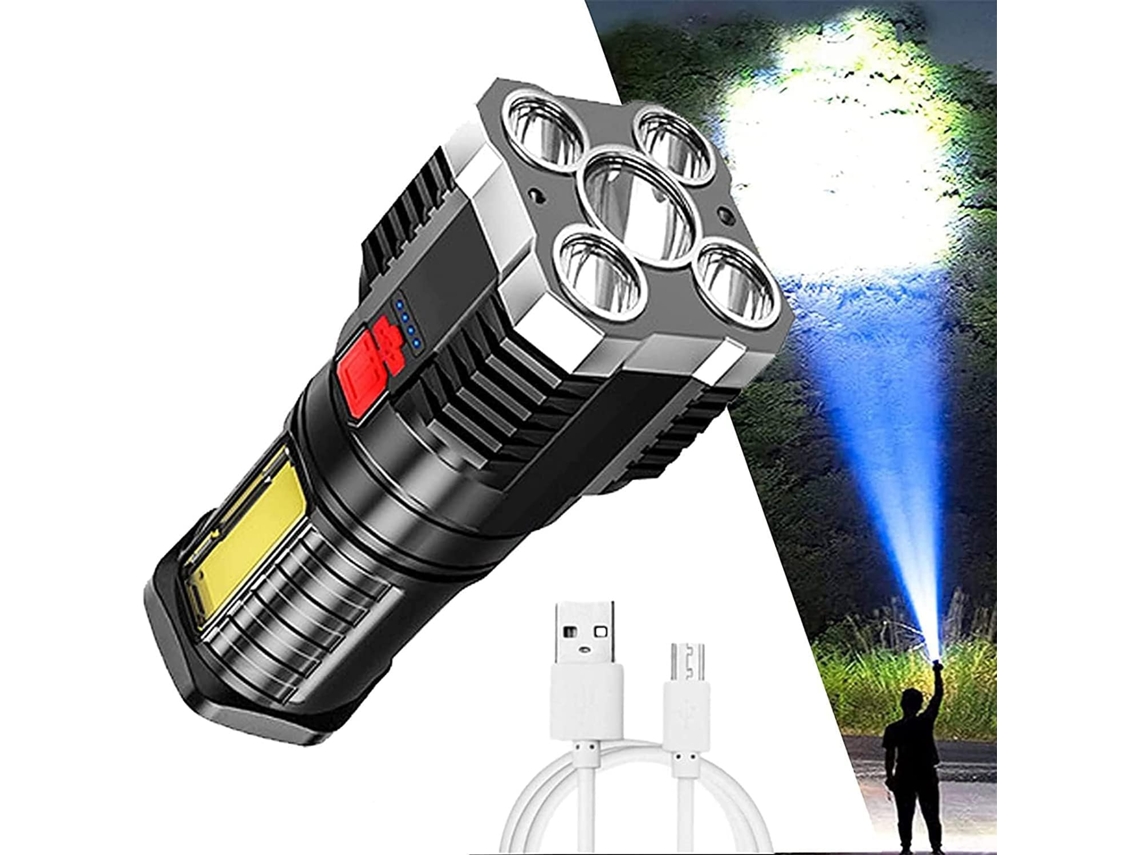 Lanterna Led De Cinco Núcleos Com Efeito De Explosão Recarregável Por Usb Aquaforge