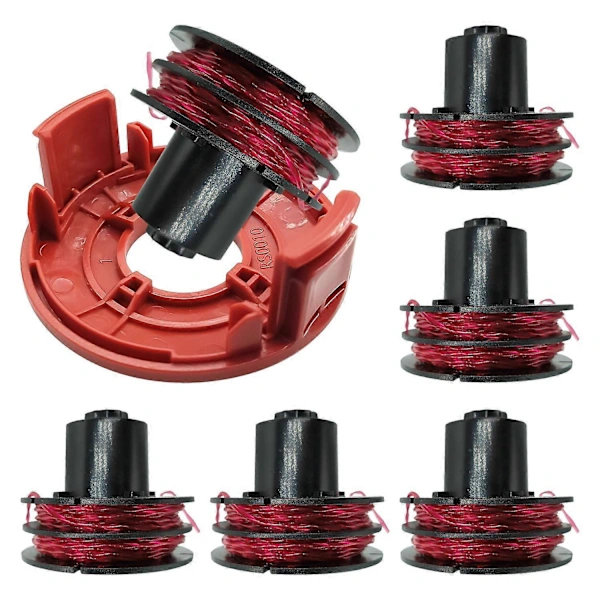 Compatível com Al ko Gte 350/gte 450/gte 550 112966, Kit com 6 Carretéis de Fio e Tampas para Aparador de Grama AQUAFORGE