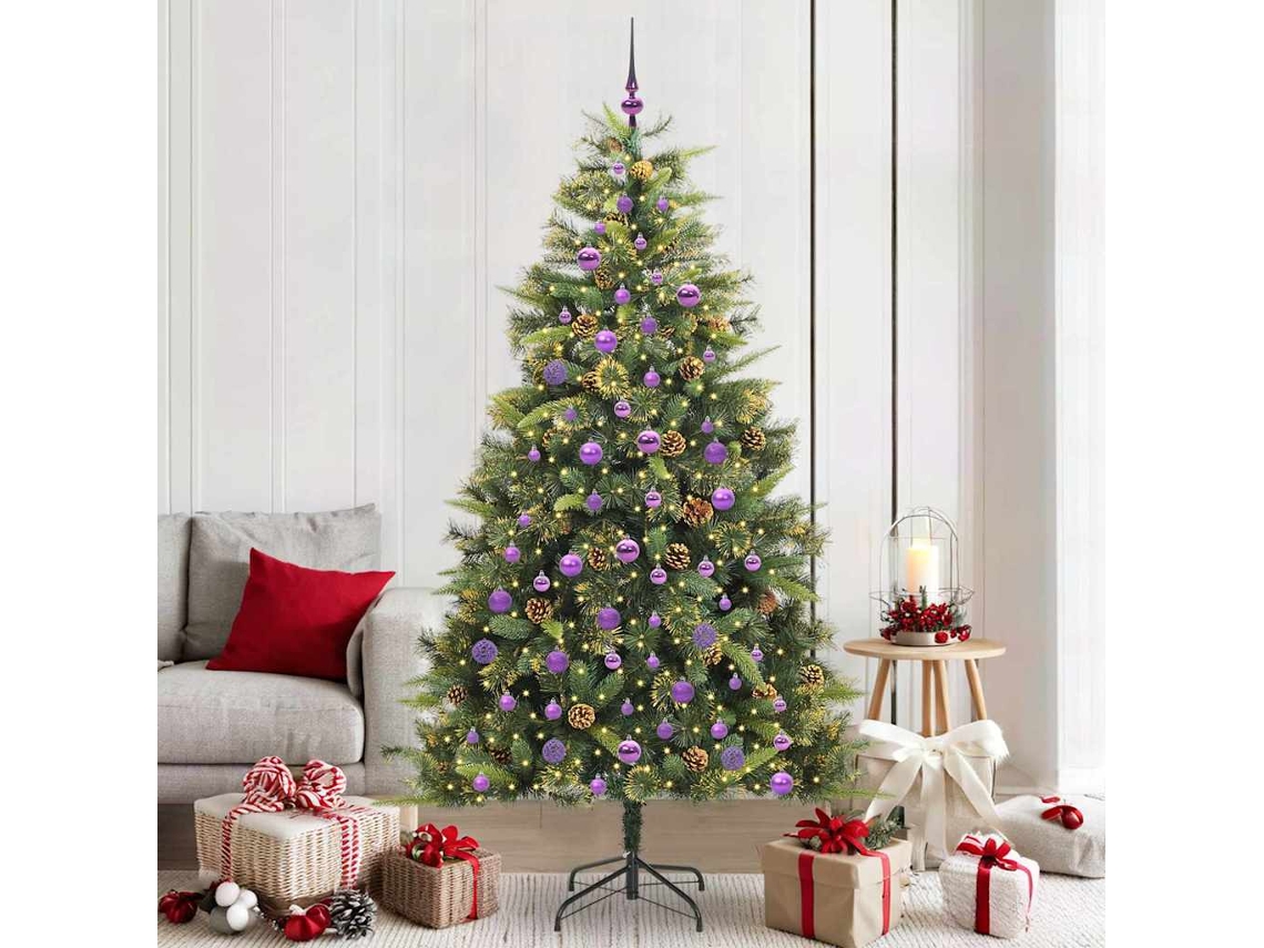 Vidaxl Árvore De Natal Artificial Articulada Com Cones Verde 210 Cm