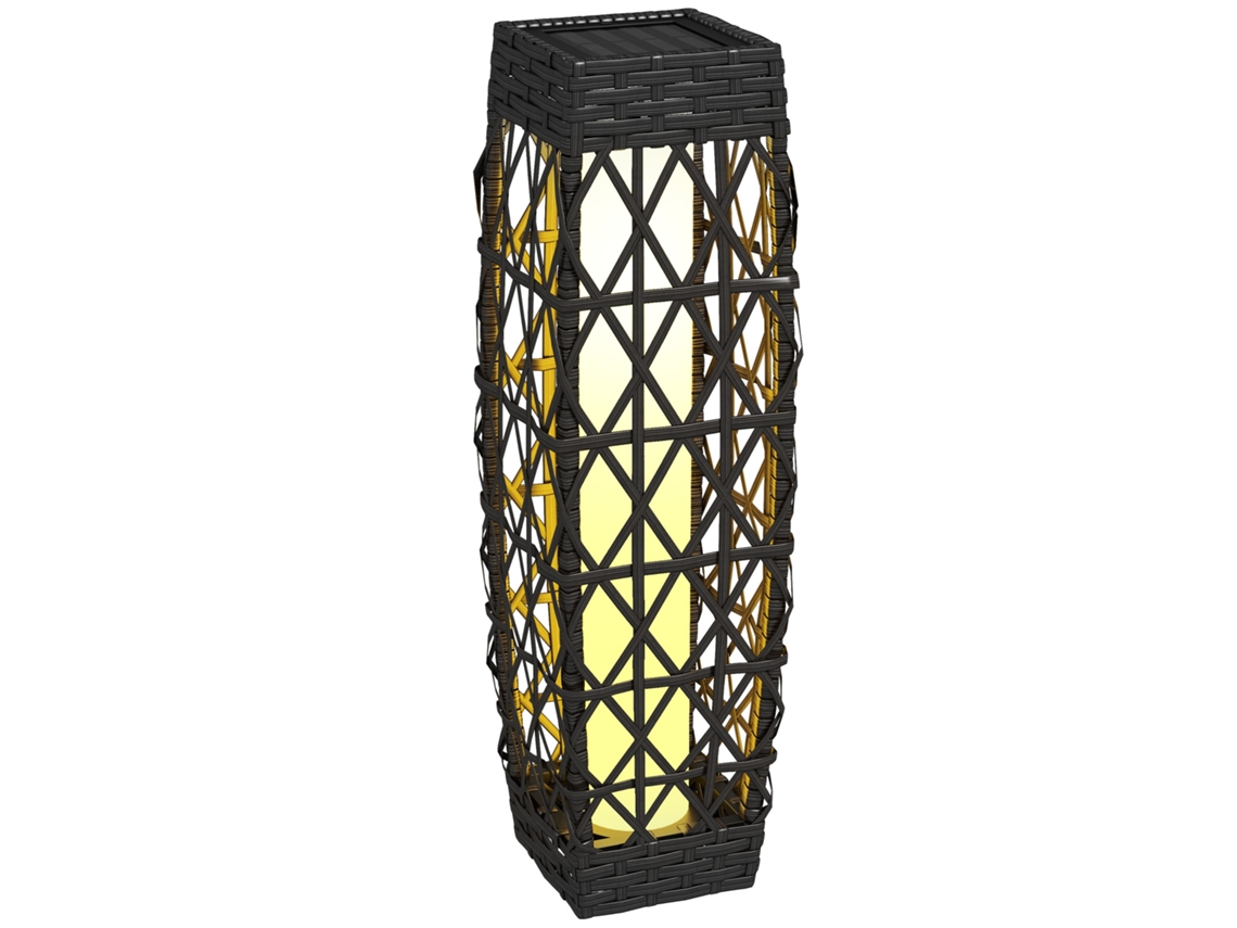 Lâmpada Solar de Rattan Sintético com Luzes Led Ligar/desligar Automático para Externo 20x20x68cm Cinza BTFORUS