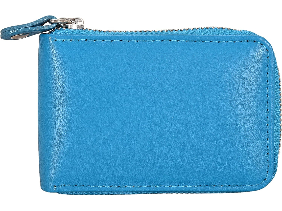 Porta-cartões Em Pele - Carteira Slim E Organizador De Cartões - Azul Marinho