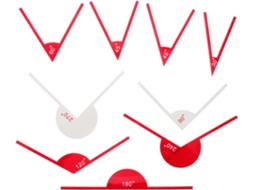 Conjunto de 9 Esquadros de Medição Multiangulares de Plástico Vermelho e Branco em Plástico, para Escritório CHABERLU