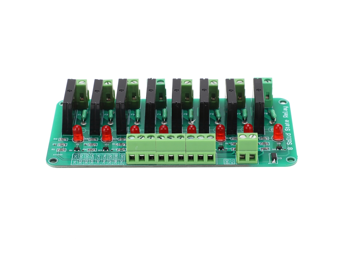 Módulo de Relé de 8 Canais de Estado Sólido com Resistor e Fusível, Entrada DC 5V