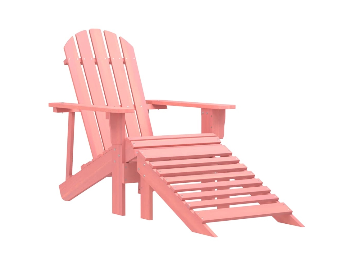 Vidaxl Cadeira Adirondack Para Jardim Com Otomano Abeto Maciço Rosa