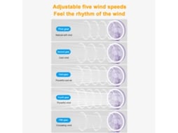 2026 ventilador de Escritório Multifuncional Usb Recarregável 5 Velocidades com Luz Ambiental Controle Remoto Suporte para Celular Verde