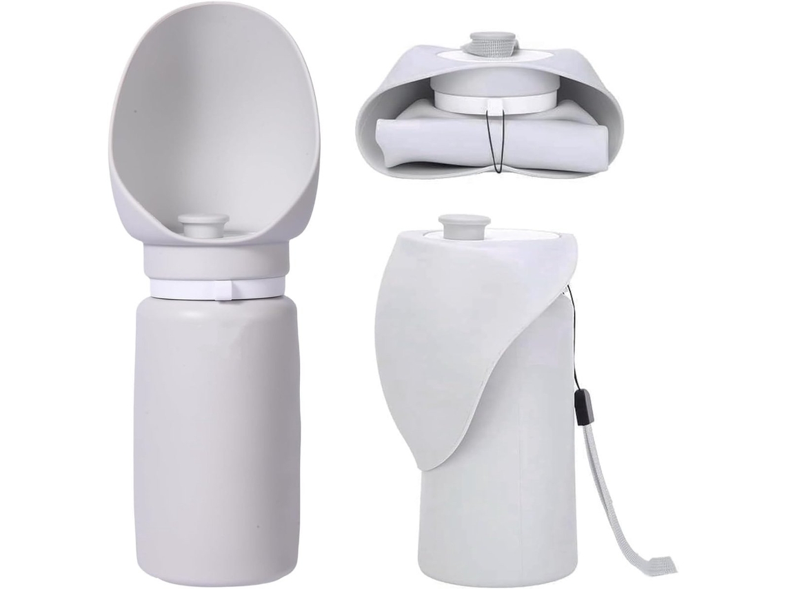 Tigela Dobrável Para Água E Alimentos, Em Silicone, Acabamento Cinza, Para Refeições E Hidratação Diária