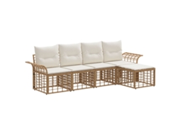 Maison Exclusive - Conjunto De Sofás Para Exterior 5 Unid. Natural E Branco Creme