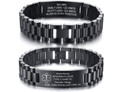 Pulseira De Identificação Médica Masculina, Pulseira De Alerta Médico Personalizada Com Gravação, Estilo Pulseira De