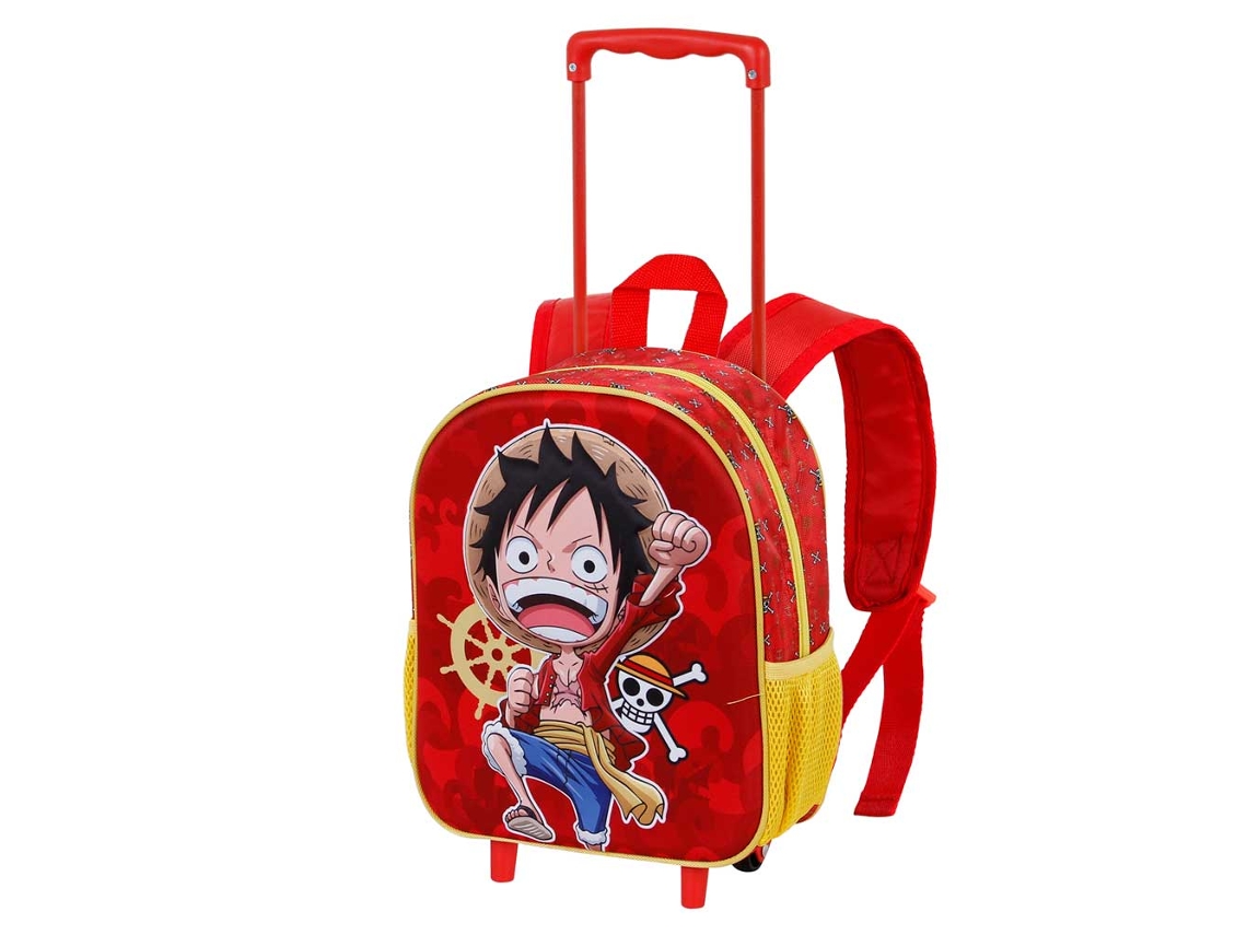 Mochila KARACTERMANIA One Piece Luffy 3D com Rodas Pequena Vermelha