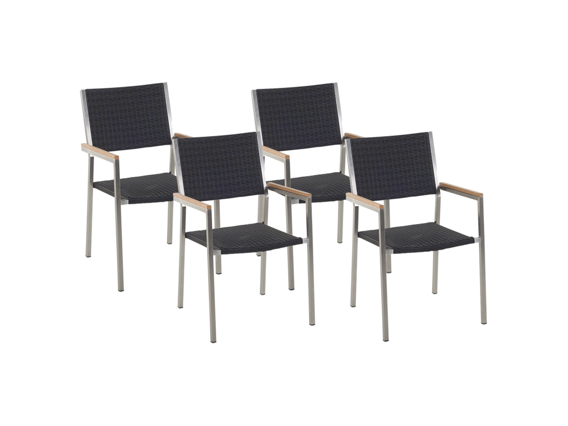 Decore o seu pátio ou jardim em grande estilo BELIANI Grosseto de Ratan sintético Preto 55x58x87