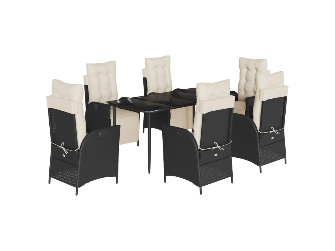 Garden Dining Set, Garden Dining Sets Vidaxl Preto Rattan / Vime (mesa Com 160 Cm De Comprimento)