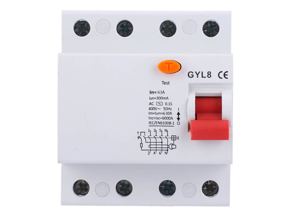 Interruptor de Circuito 4p 63a 300ma com Proteção contra Fugas