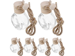 Conjunto De 6 Frascos De Vidro Vazios De 10ml Para Perfume De Carro Com Cordão Para Pendurar.