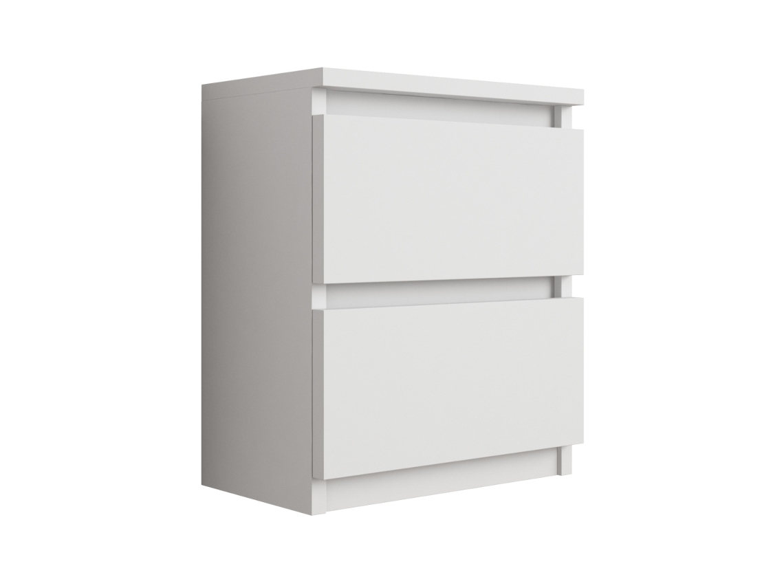 Criado Mudo Com Duas Gavetas – 45 × 36 × 36 Cm – Cor: Branco 3E 3XE LIVING.COM