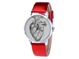 Relógio de quartzo unissex Zhoulianfa T442-yx vermelho com pulseira de PU