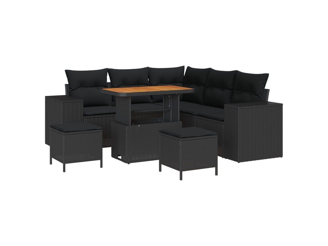 Conjunto 8 Móveis De Jardim Vidaxl Preto Madeira De Acácia Maciça (200 X 200 X 85 Cm)