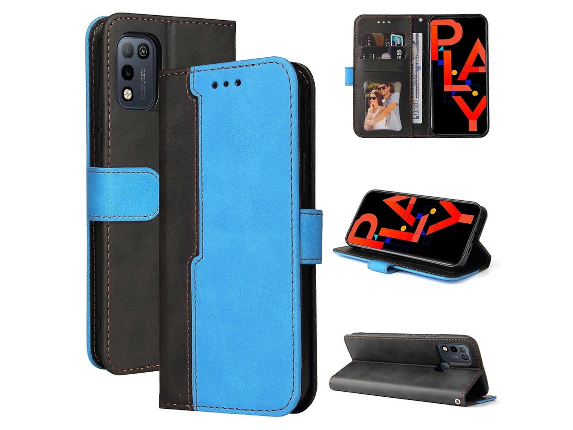 Capa De Couro Pu Com Flip Horizontal E Costura Colorida Para Infinix Hot 10 Play Business Com Suporte, Compartimentos Para Cartões E Porta-retratos