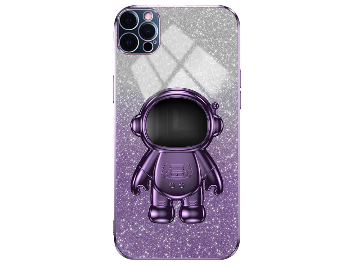 Suporte Casa Para Iphone 12 Pro Max Pele Sintética Roxo