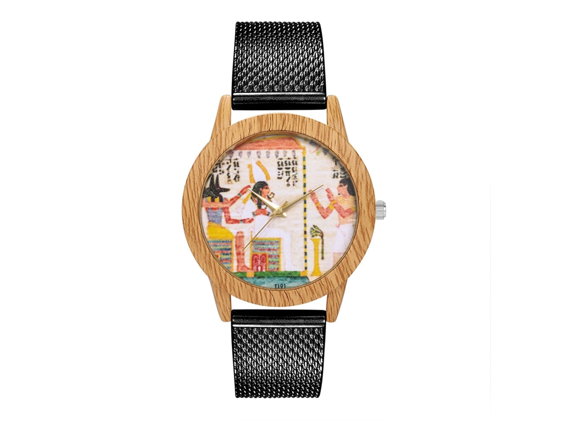Reloj De Muñeca Analógico Unisex Dial Redondo Quartz Acero Negro Moda