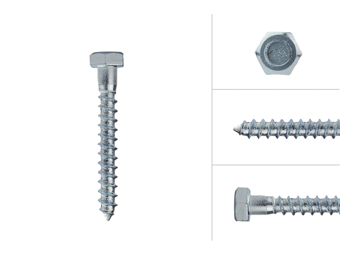 Parafusos Sextavados de Madeira Galvanizados M8 x 60 mm 200 Peças WOVAR