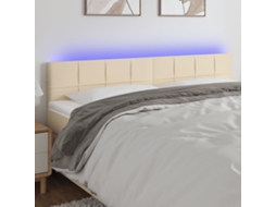 Cabecero con luces LED, tela, 180x5x78/88 cm, color crema