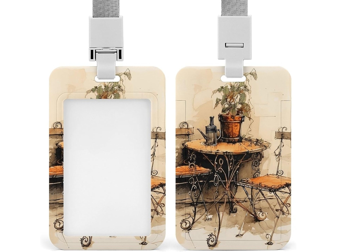 Porta Crachá, Design Simples Com Desenho À Mão Livre, Protetor De Crachá, Com Cordão, À Prova D Água, Plástico, Capa