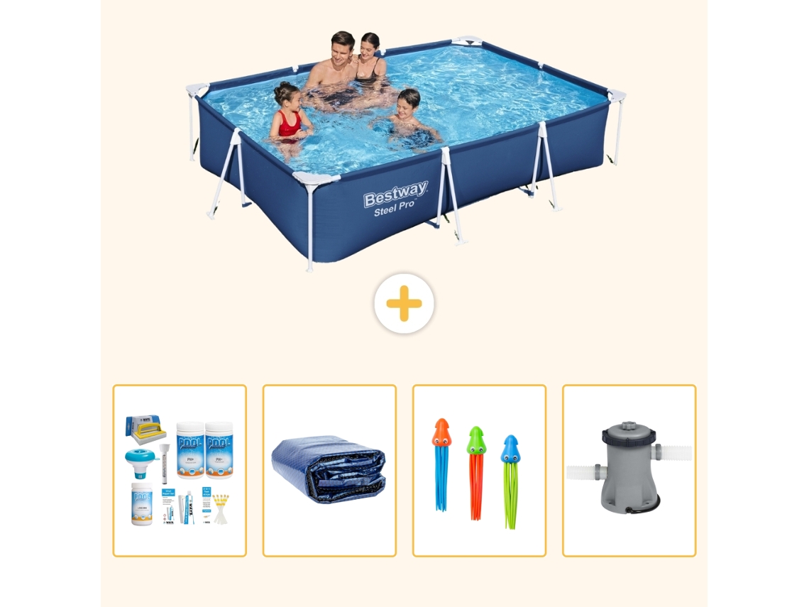 Bestway Piscina Bestway Steel Pro Retangular - 300x201x66 Cm - 5-peças S108