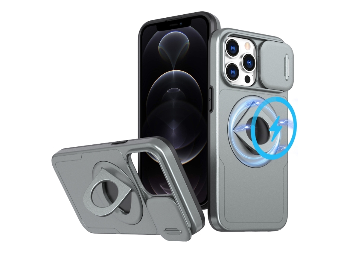 Capa Zruxe Compativel Com Iphone 12 Pro Max (camshield Magsafe Ring Holder - Armor - Cinza Titânio)