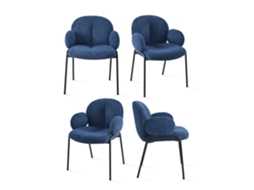 Cadeiras de Jantar GOEURVANT 1235 (conjunto de 4, Azul, Chenilha)