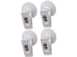Conjunto de 4 clipes de ventosa brancos para carro, em ABS, com design simples e leve, ideais para fotos e cartões.