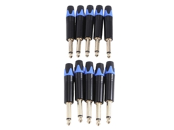 10 Peças De Placagem De Ouro Plug Mono Profissional 2 Polos 6,35mm 6,5mm Jack Estéreo 6,35mm Azul Sygo