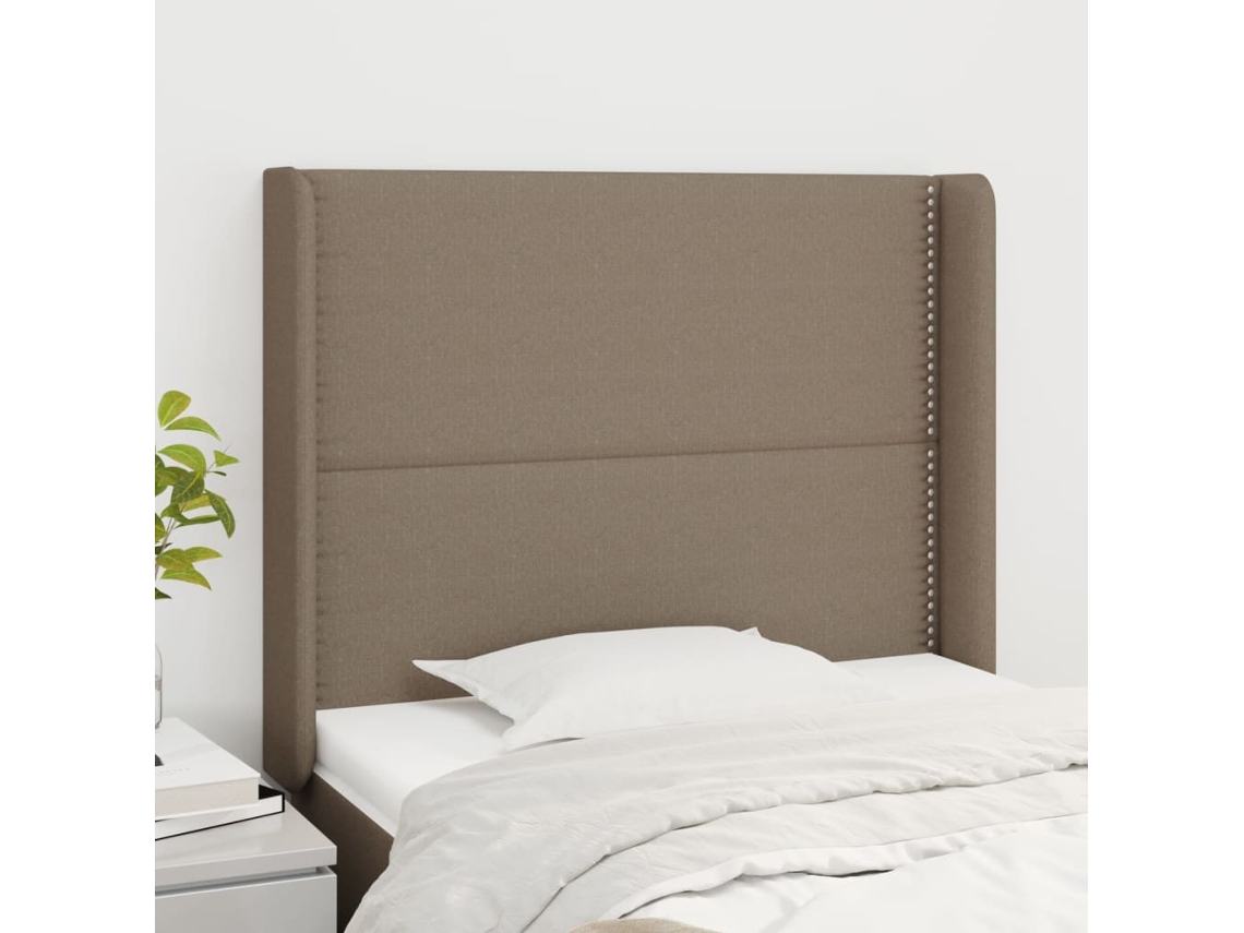 Vidaxl Cabeceira Cama Abas Tecido 103x16x118/128 Cm Cinza-acastanhado