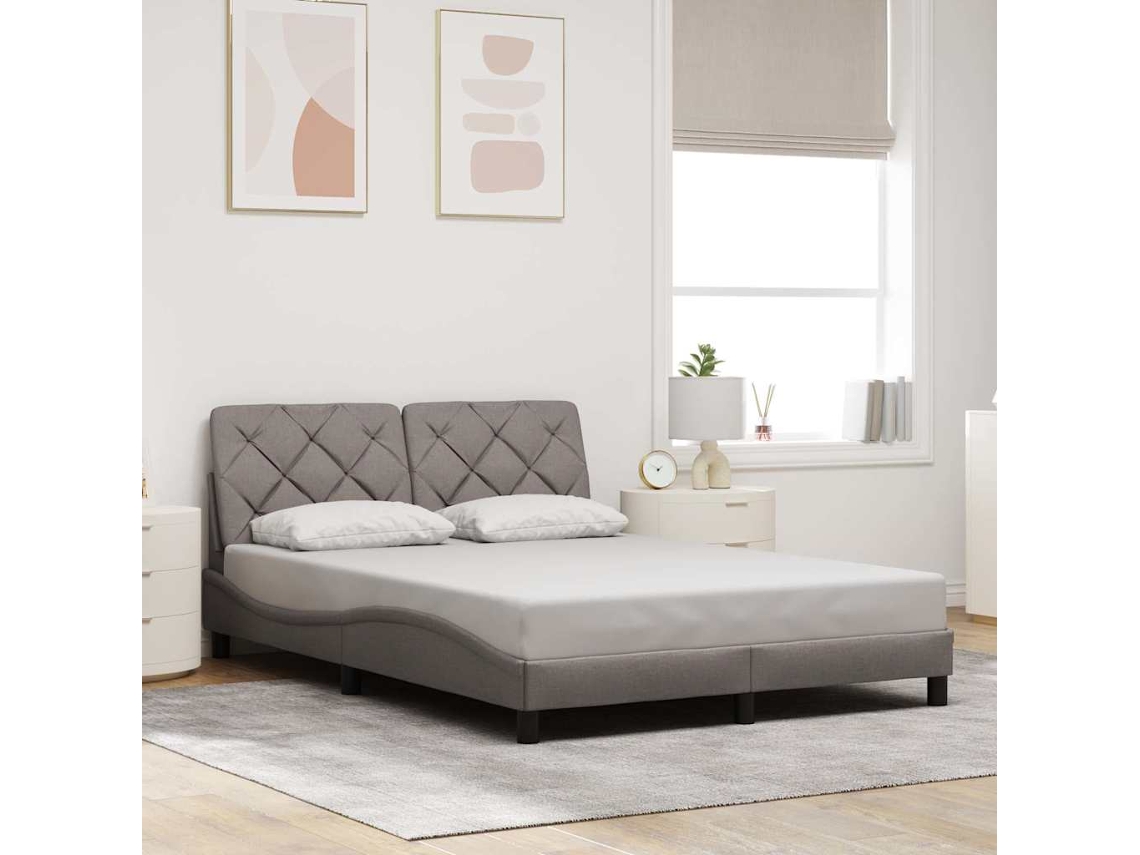 Vidaxl Estrutura Cama Sem Colchão 120x200 Cm Tecido Cinza-acastanhado